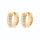 Boucles d’oreilles créoles maille gourmette et zircons en plaqué or