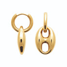 Boucles d’oreilles créoles et maillon grain de café en acier PVD doré
