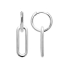 Boucles d’oreilles créoles et maillon rectangle en argent 925 rhodié