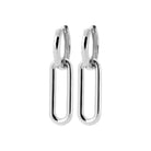 Boucles d’oreilles créoles et maillon rectangle en argent 925 rhodié