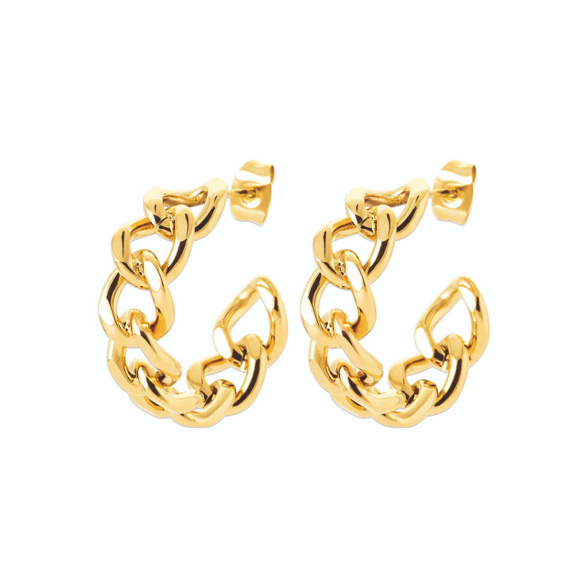 Boucles d’oreilles créoles maillons gourmette en acier PVD doré