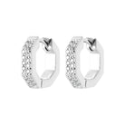 Boucles d’oreilles créoles octogonales pavées de zircons en argent 925 rhodié