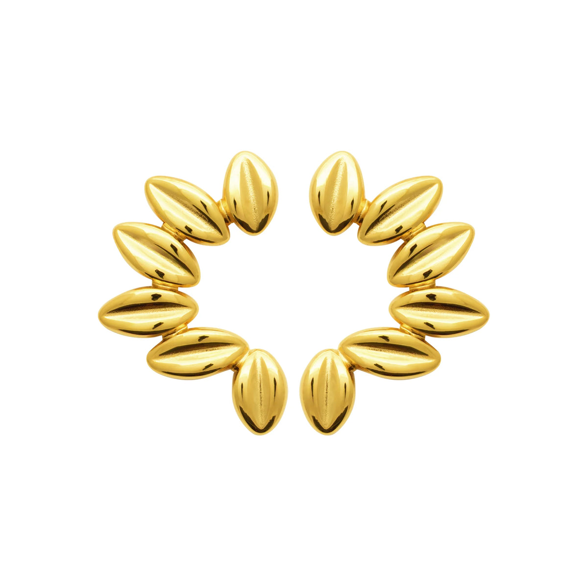 Boucles d’oreilles créoles ouvertes en couronne de gouttes en acier PVD doré