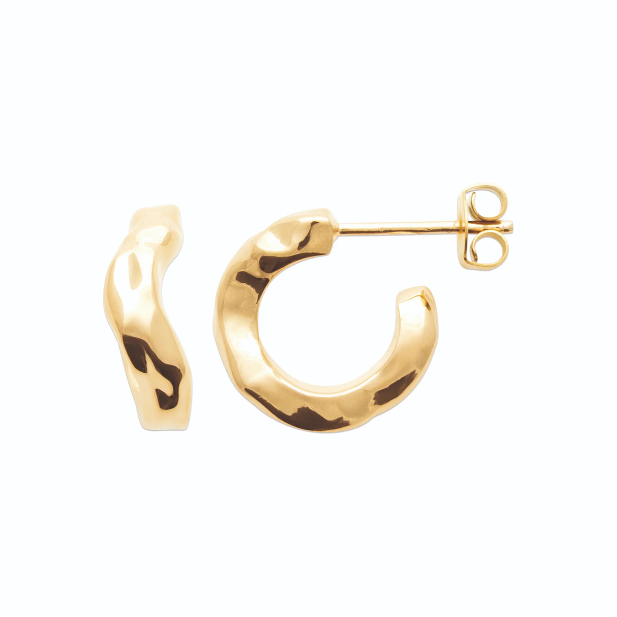 Boucles d’oreilles créoles ouvertes ondulées en plaqué or