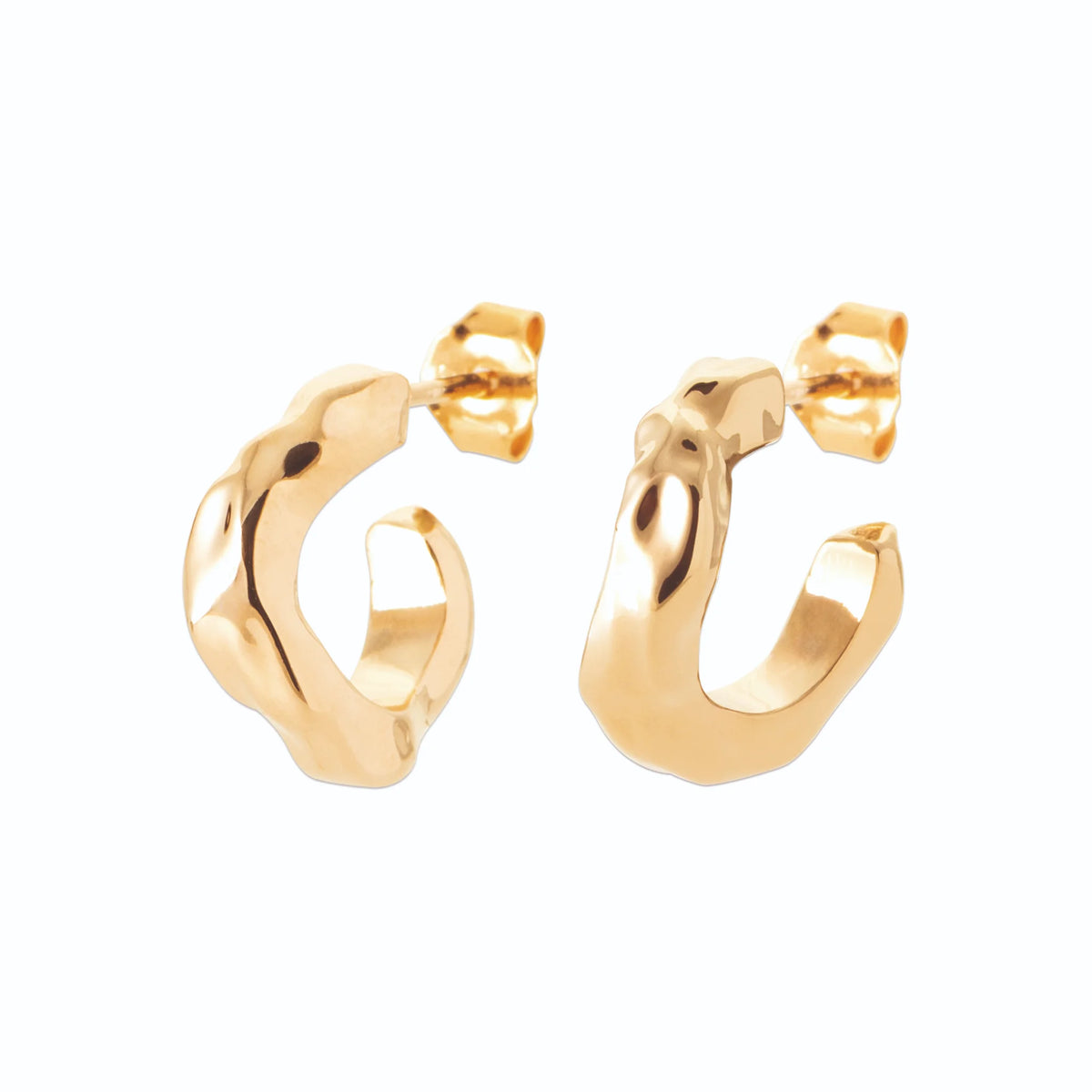 Boucles d’oreilles créoles ouvertes ondulées en plaqué or