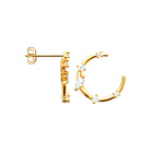 Boucles d’oreilles créoles ouvertes ponctuées de zircons petit modèle en plaqué or