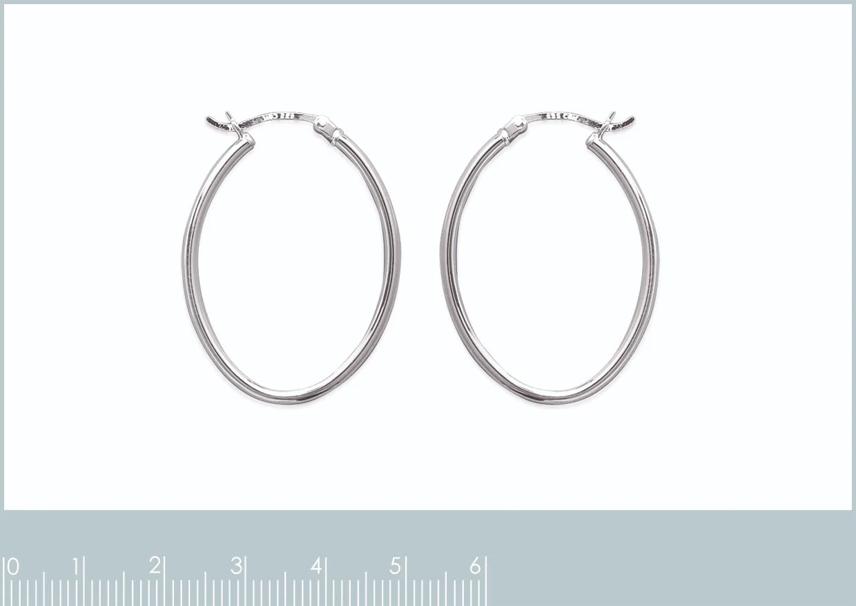 Boucles d’oreilles créoles ovales 36 mm en argent 925 rhodié