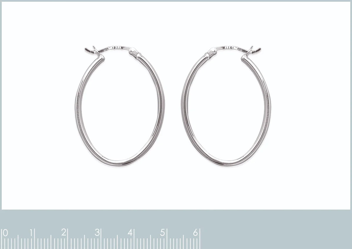 Boucles d’oreilles créoles ovales 36 mm en argent 925 rhodié