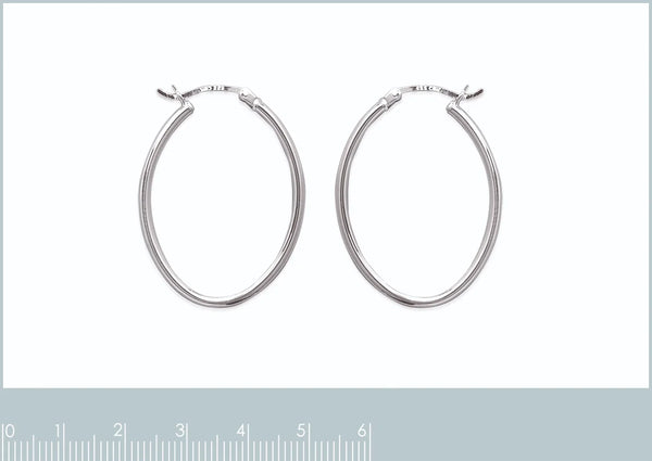 Boucles d’oreilles créoles ovales 36&nbsp;mm en argent 925 rhodié