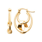 Boucles d’oreilles créoles ovales et anneau croisé poli en plaqué or