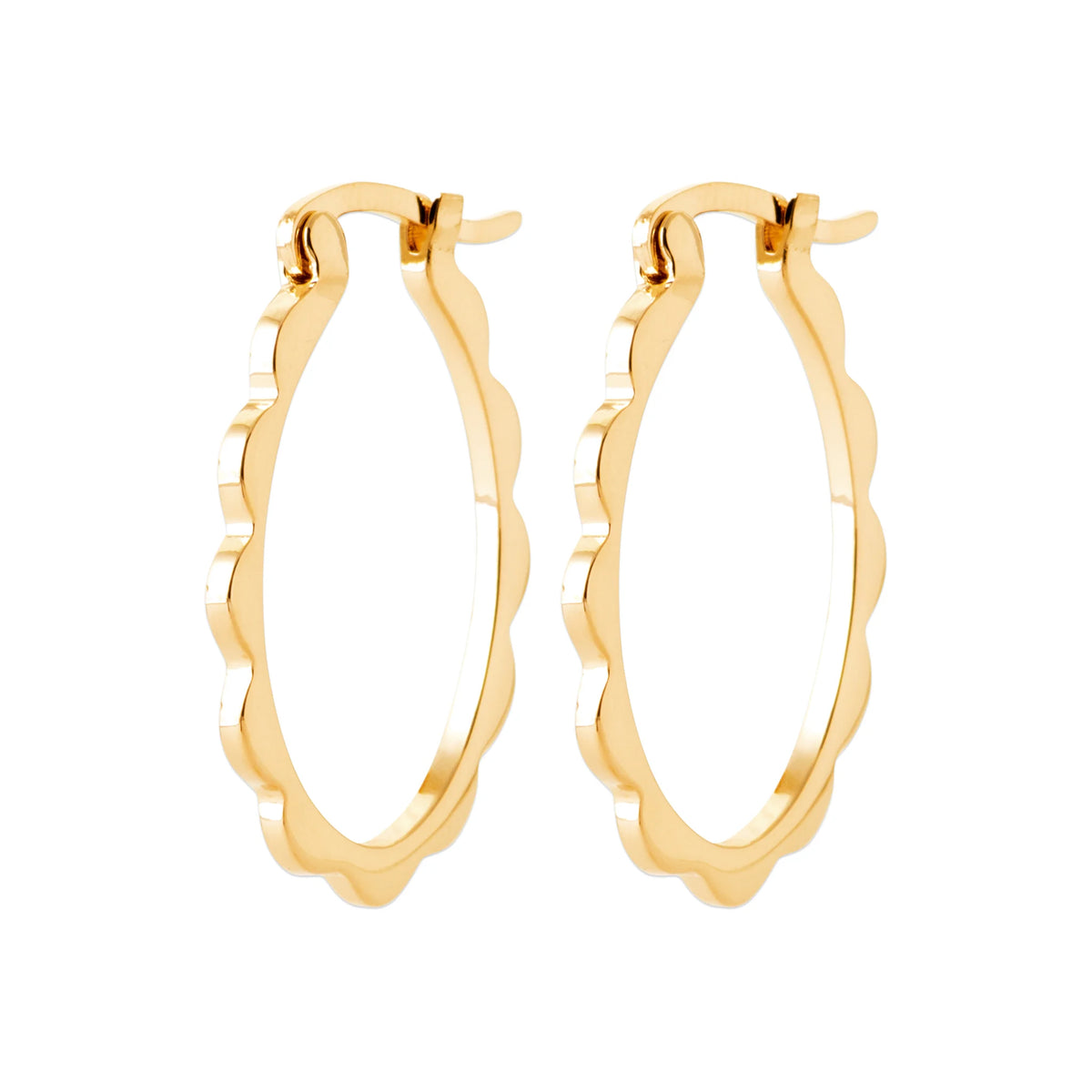 Boucles d’oreilles créoles ovales ondulées grand modèle en plaqué or