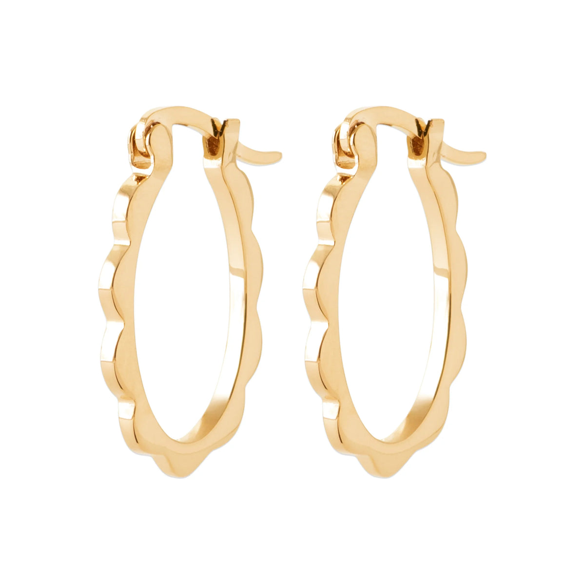 Boucles d’oreilles créoles ovales ondulées en plaqué or