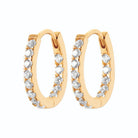 Boucles d’oreilles créoles ovales serties de zircons en plaqué or