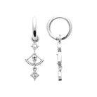 Boucles d’oreilles créoles et pampille éventail en argent 925 rhodié