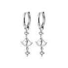 Boucles d’oreilles créoles et pampille éventail en argent 925 rhodié