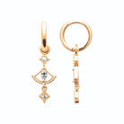 Boucles d’oreilles créoles et pampille éventail en plaqué or