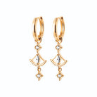 Boucles d’oreilles créoles et pampille éventail en plaqué or