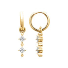 Boucles d’oreilles créoles et pampille trois zircons en plaqué or