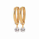 Boucles d’oreilles créoles 12 mm et pampille zircon en plaqué or