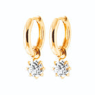 Boucles d’oreilles créoles et pampille zircon rond en plaqué or