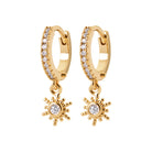 Boucles d’oreilles créoles pavées pendeloque soleil zircon en plaqué or