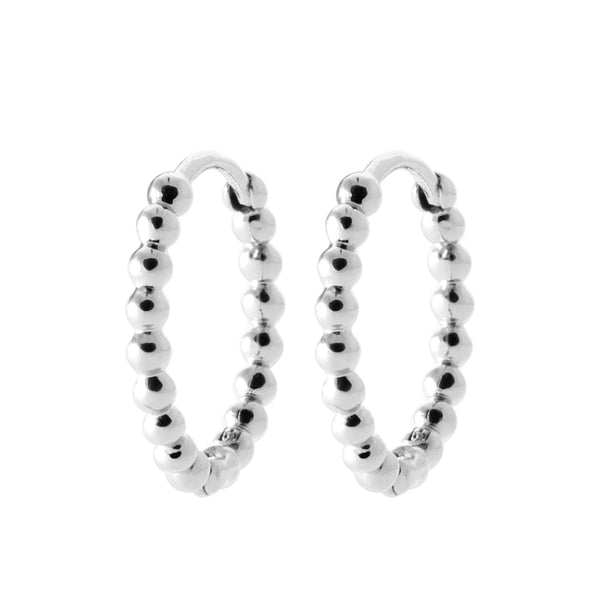 Boucles d’oreilles créoles perlées en argent 925 rhodié