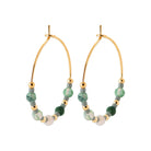 Boucles d’oreilles créoles et perles d’agate en plaqué or