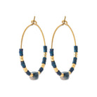 Boucles d’oreilles créoles et perles d’iolite en acier PVD doré