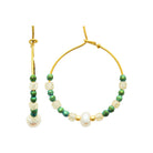 Boucles d’oreilles créoles et perles de malachite en acier PVD doré