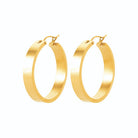 Boucles d’oreilles créoles plates 28 mm en acier PVD doré