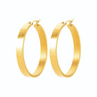 Boucles d’oreilles créoles plates 38 mm en acier PVD doré