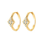 Boucles d’oreilles créoles pointe en losange et zircons en plaqué or
