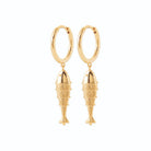 Boucles d’oreilles créoles et poisson ciselé en plaqué or