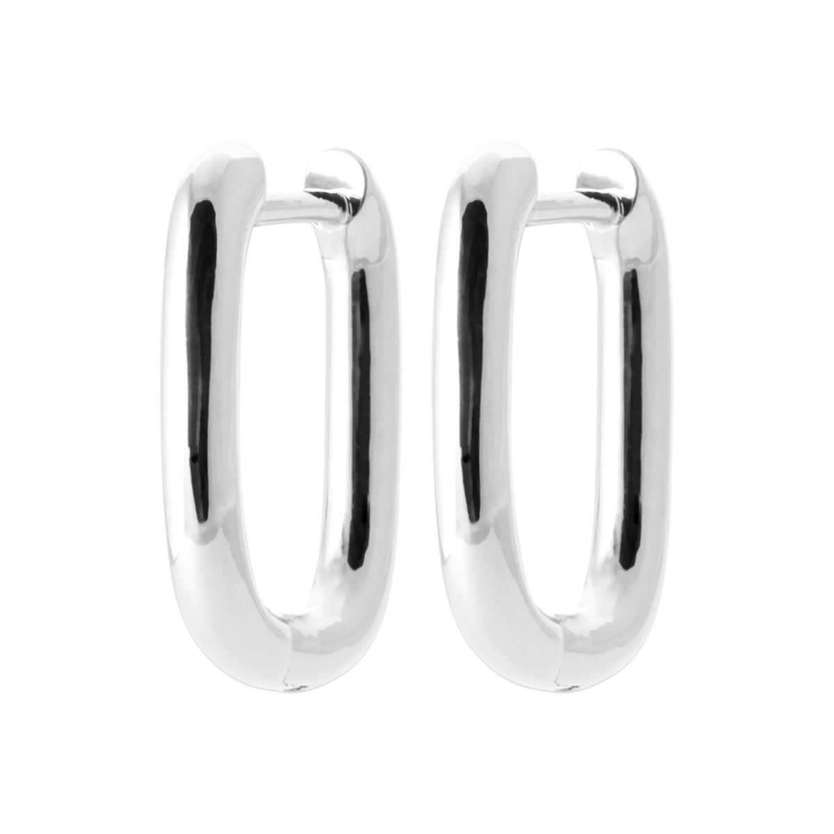 Boucles d’oreilles créoles rectangulaires en argent 925 rhodié