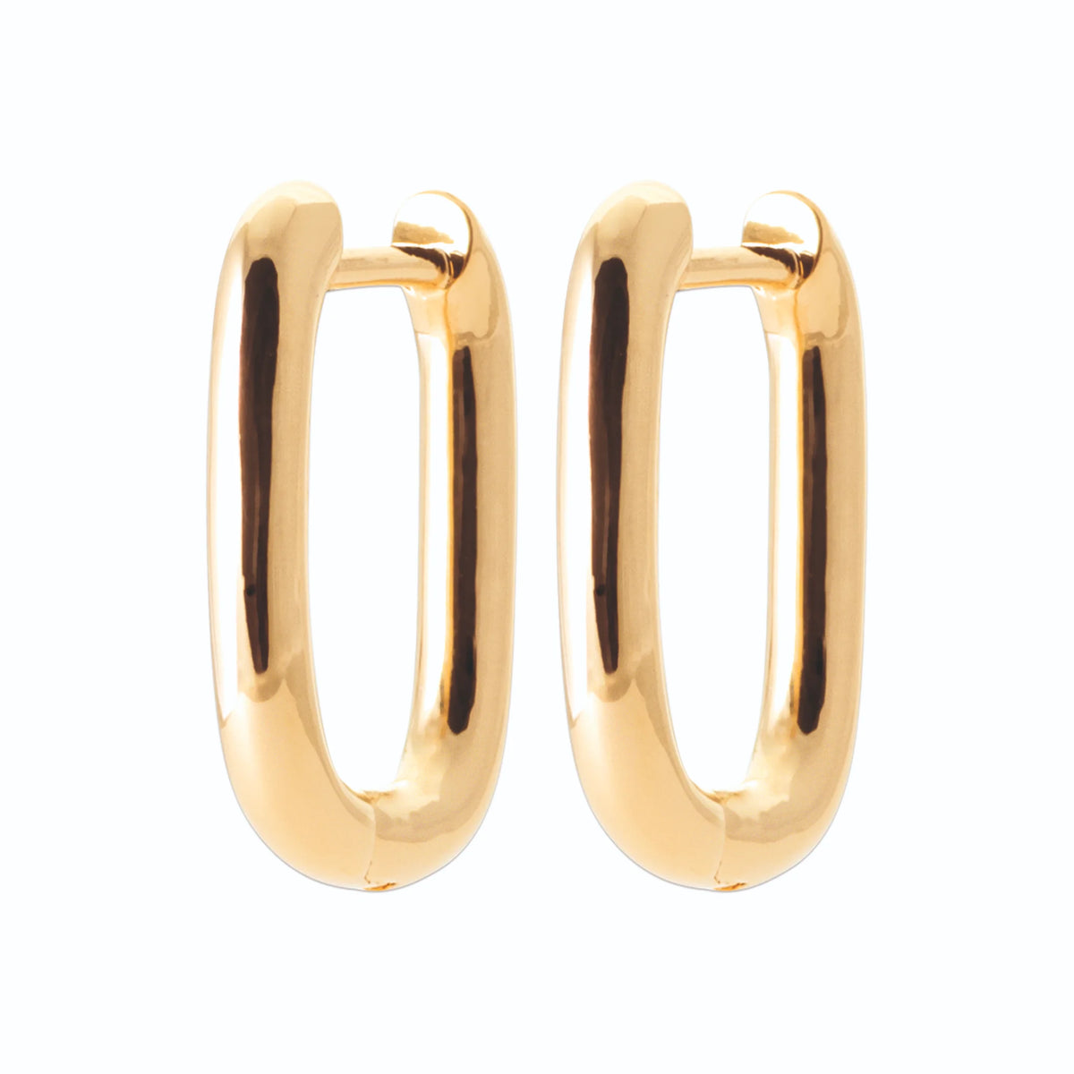 Boucles d’oreilles créoles rectangulaires bombées en plaqué or
