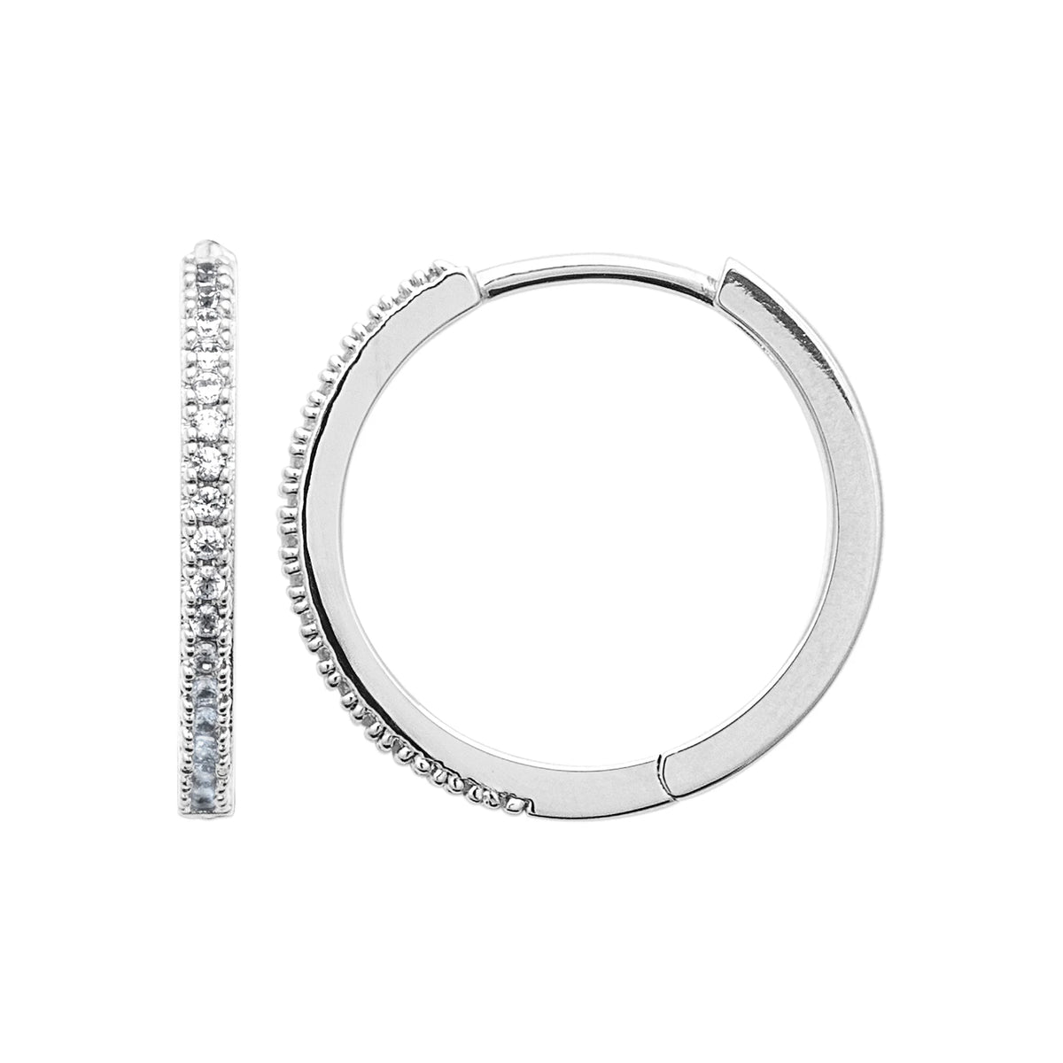 Boucles d’oreilles créoles rivière de zircons en argent 925 rhodié