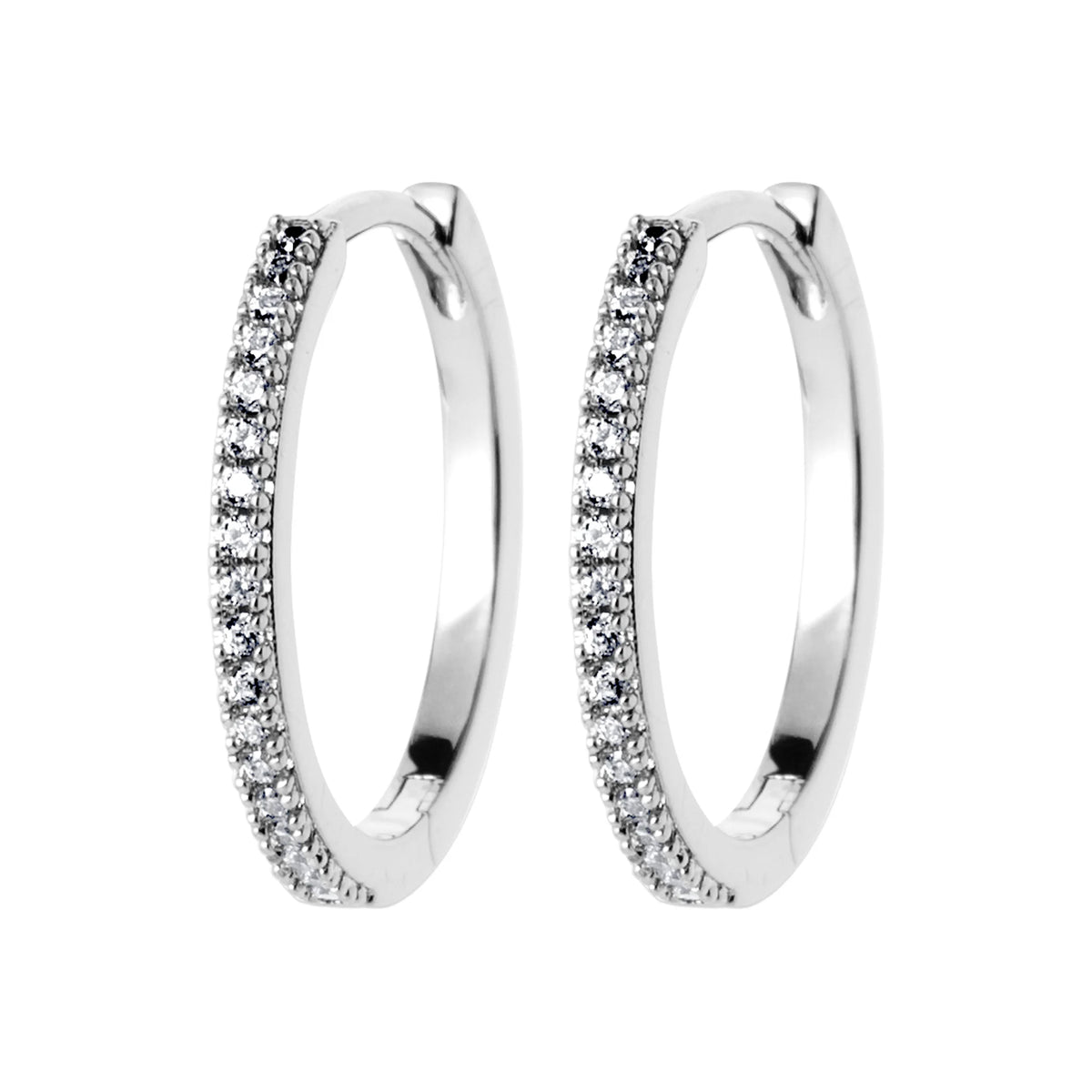 Boucles d’oreilles créoles rivière de zircons en argent 925 rhodié