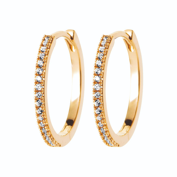 Boucles d’oreilles créoles rivière de zircons en plaqué or