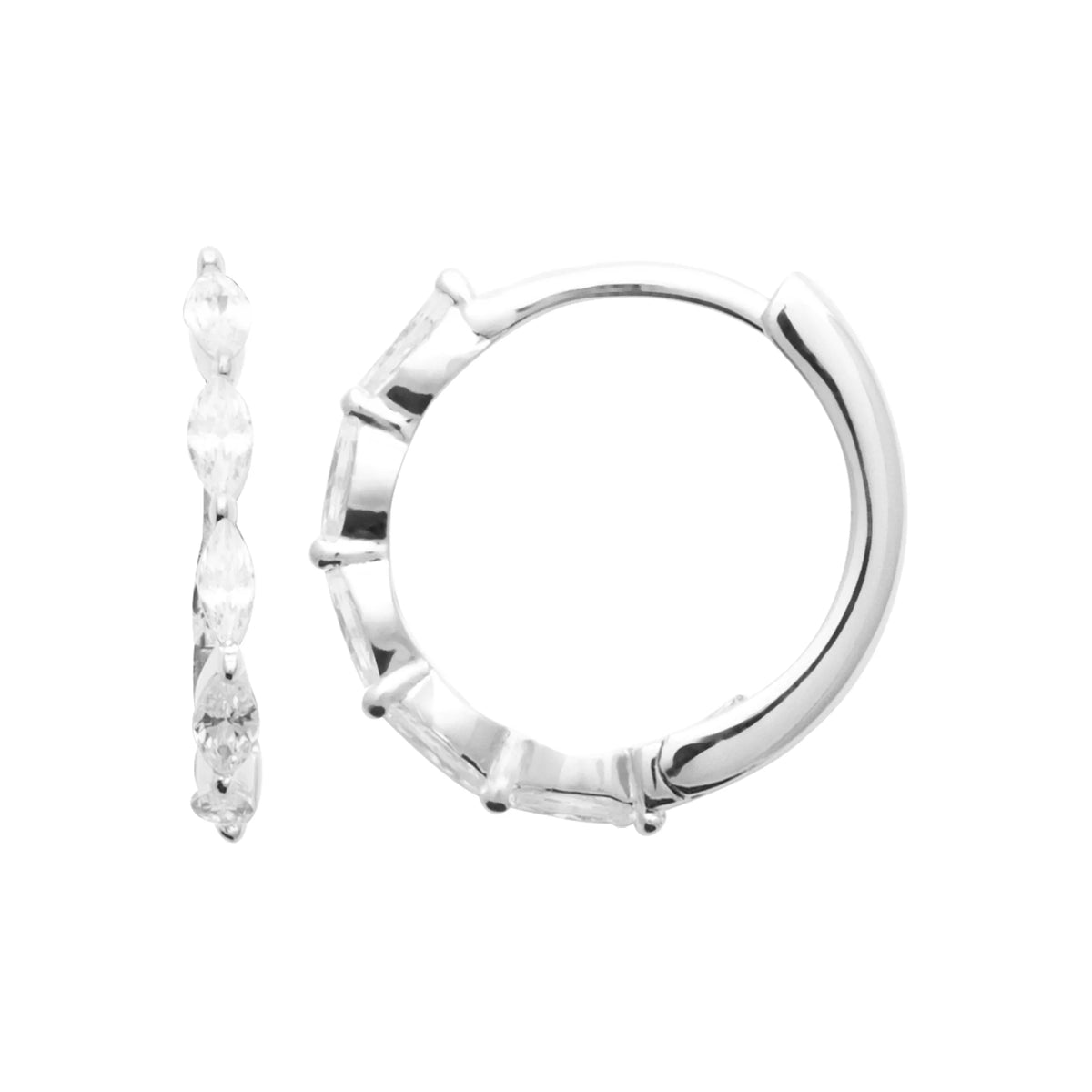 Boucles d’oreilles créoles serties de navettes en argent 925