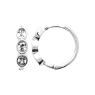 Boucles d’oreilles créoles à trois zircons en anneaux en argent 925 rhodié