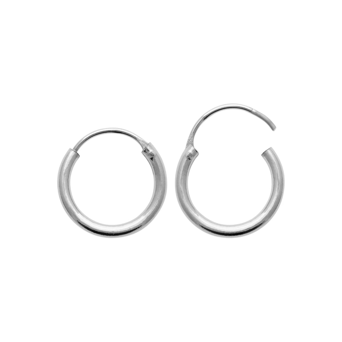 Boucles d’oreilles créoles tube 14 mm en argent 925 rhodié, autre angle de vue