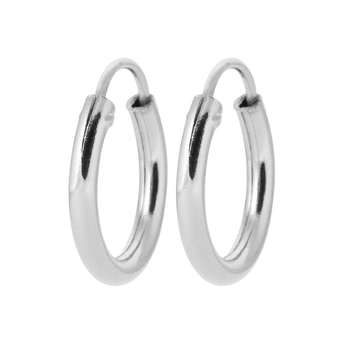 Boucles d’oreilles créoles tube 14 mm en argent 925 rhodié