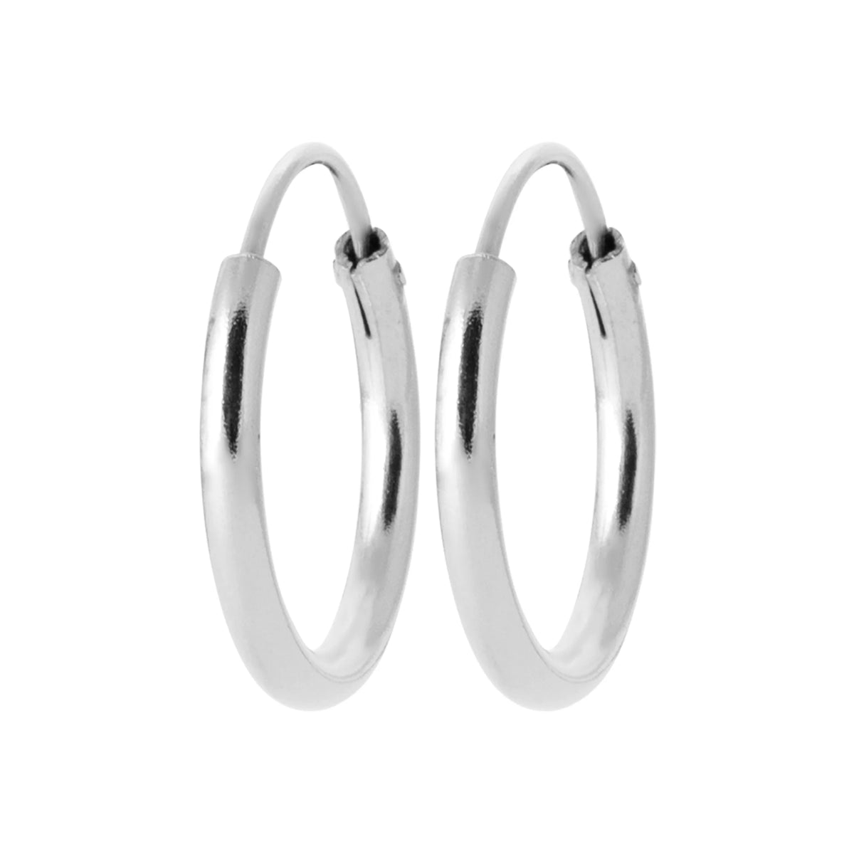 Boucles d’oreilles créoles tube 16 mm en argent 925 rhodié, autre angle de vue