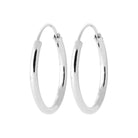 Boucles d’oreilles créoles tube 20 mm en argent 925 rhodié, autre angle de vue