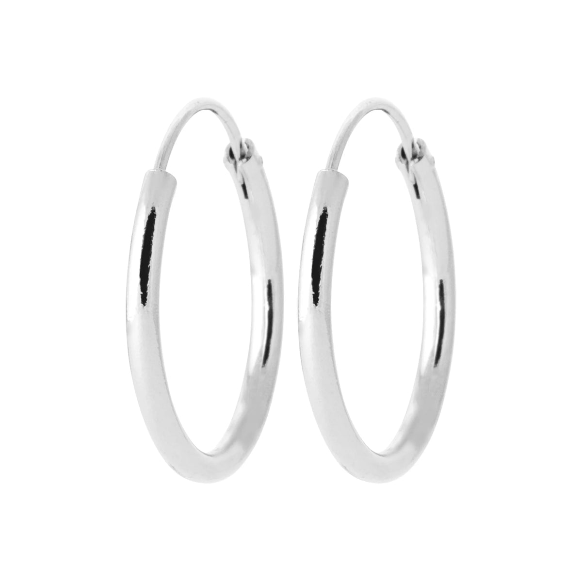 Boucles d’oreilles créoles tube 20 mm en argent 925 rhodié, autre angle de vue