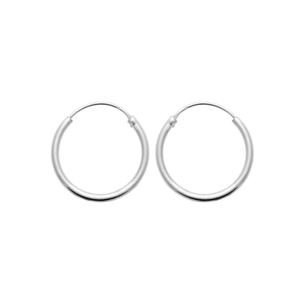 Boucles d’oreilles créoles tube 20&nbsp;mm en argent 925 rhodié