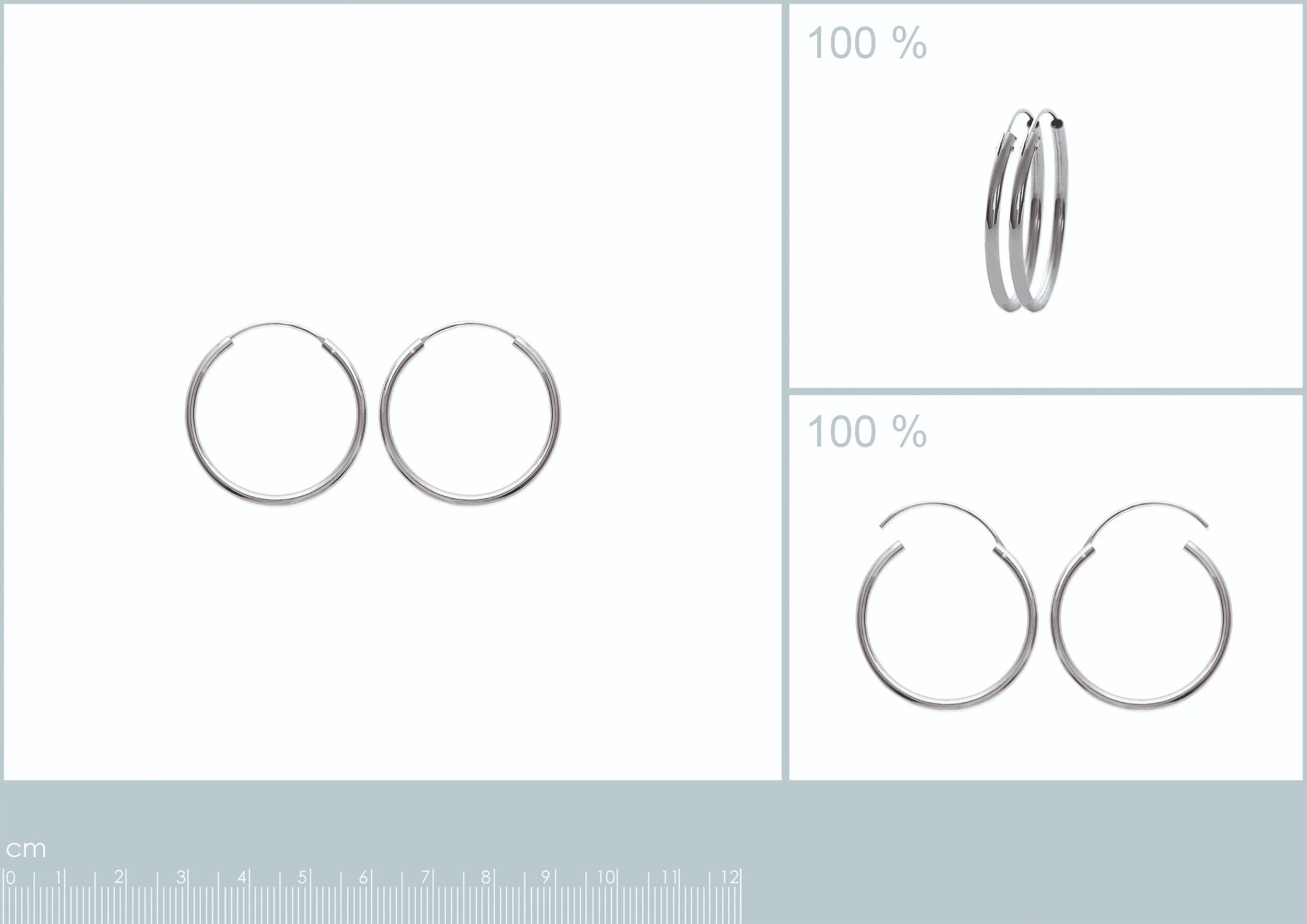 Boucles d’oreilles créoles tube 30 mm en argent 925 rhodié