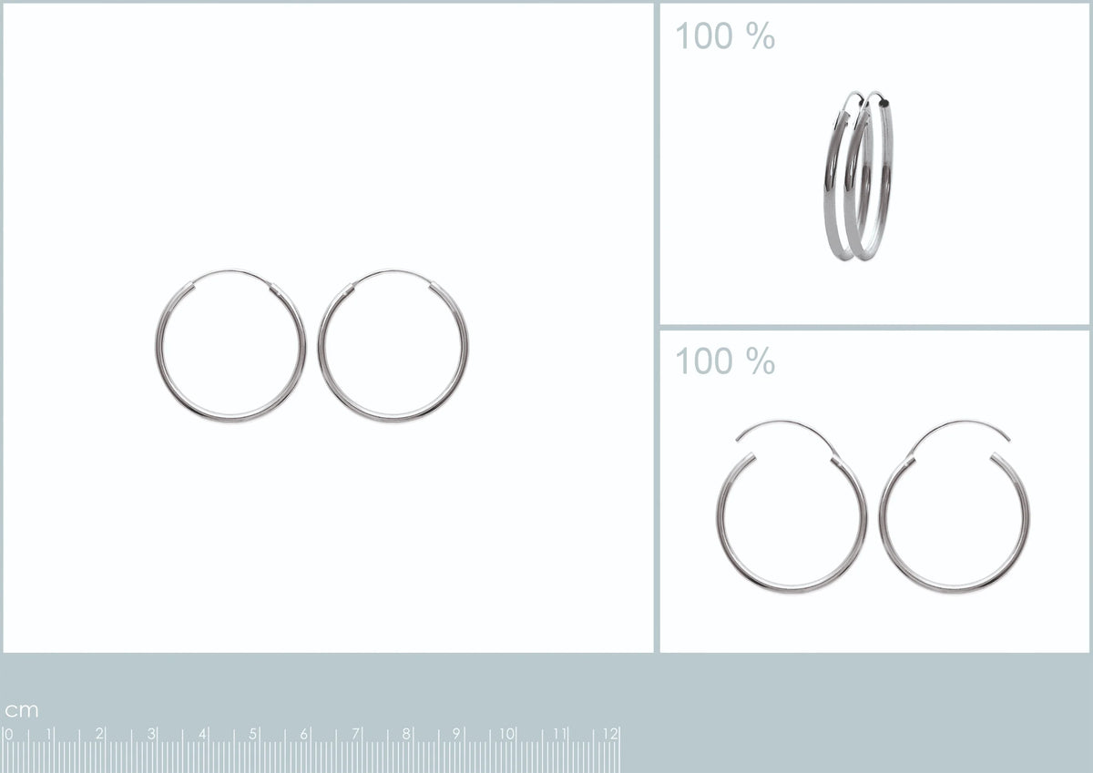 Boucles d’oreilles créoles tube 30 mm en argent 925 rhodié