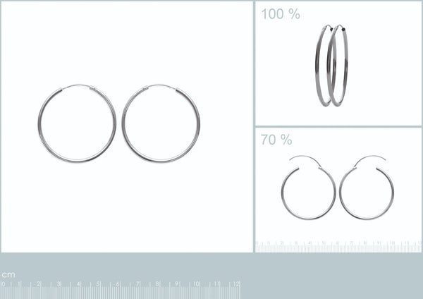 Boucles d’oreilles créoles tube 40&nbsp;mm en argent 925 rhodié