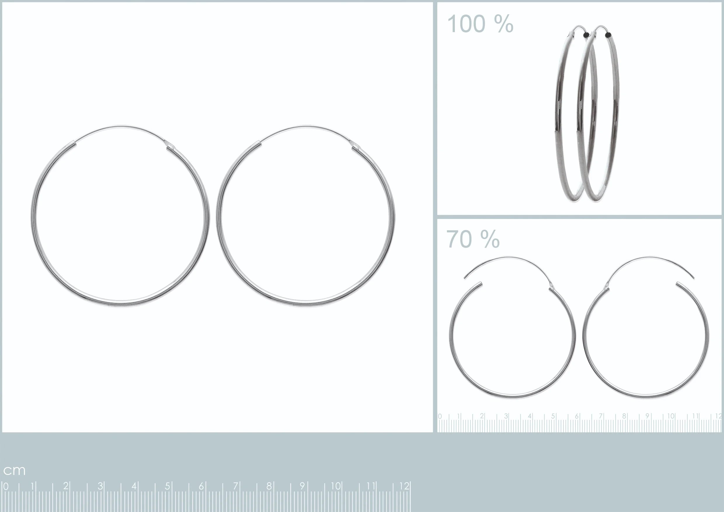 Boucles d’oreilles créoles tube 50 mm en argent 925 rhodié